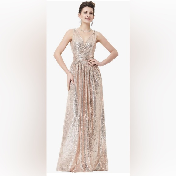 Kate Kasin Women Plus Size Dress Formal Evening Party, Rose Gold, Size 16 - Picture 4 of 6